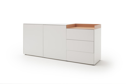 Sideboard  Tyra - BHT ca. 180x78x45 cm, Lack, Weiß, Metalleinsatz, Terracotta
