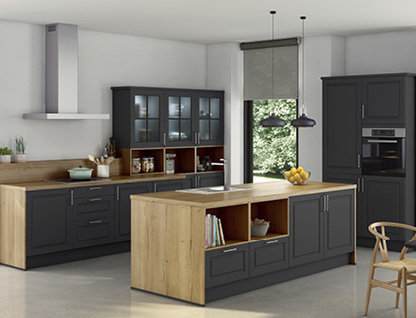 Küche Holz grau